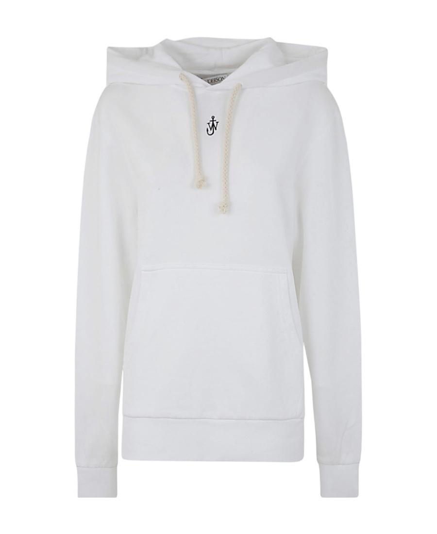 JW ANDERSON Logo-embroidered Cotton Blend Hoodie In White Product Image