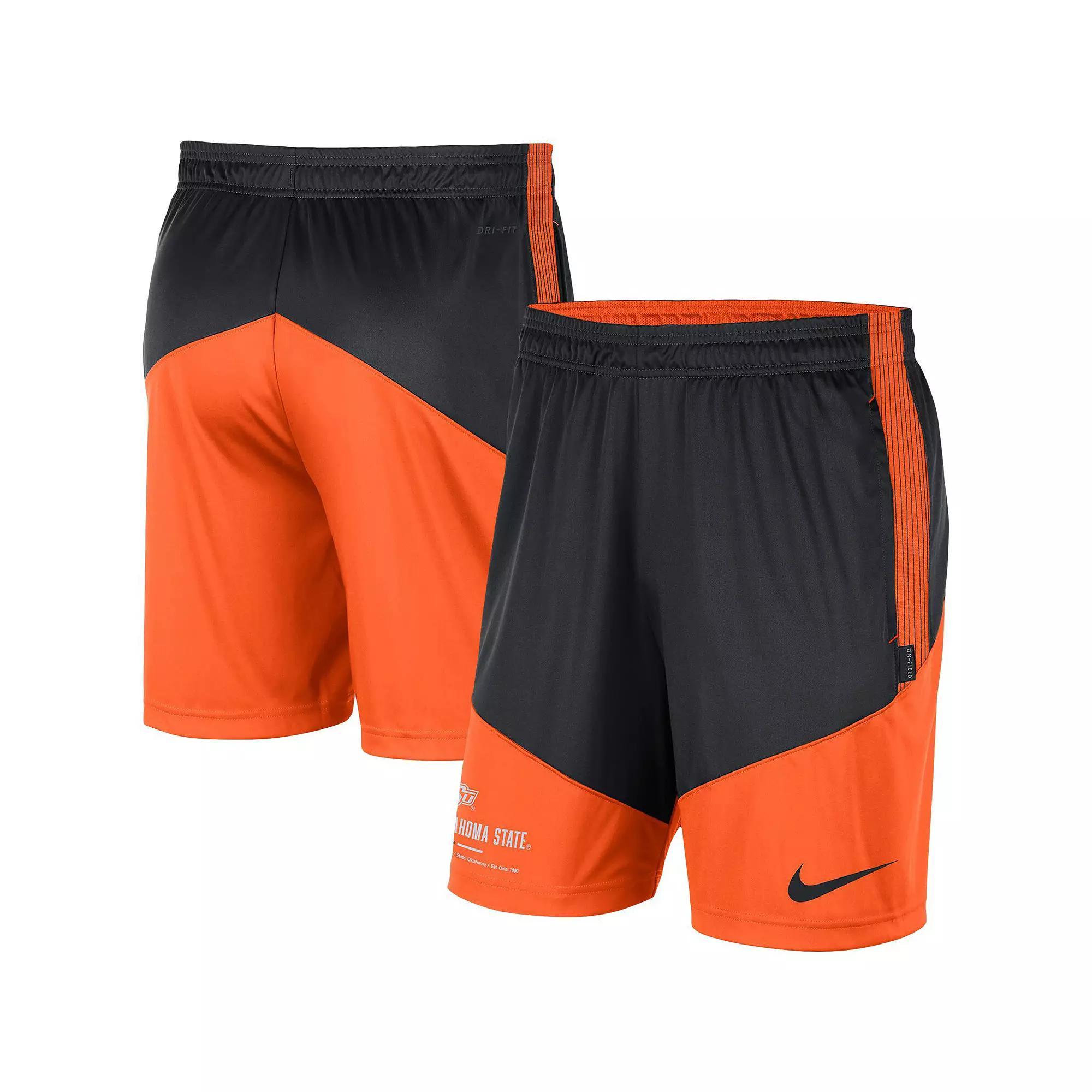 Men's Nike Black/Orange Oklahoma State Cowboys Team Performance Knit Shorts, Size: 2XL Product Image