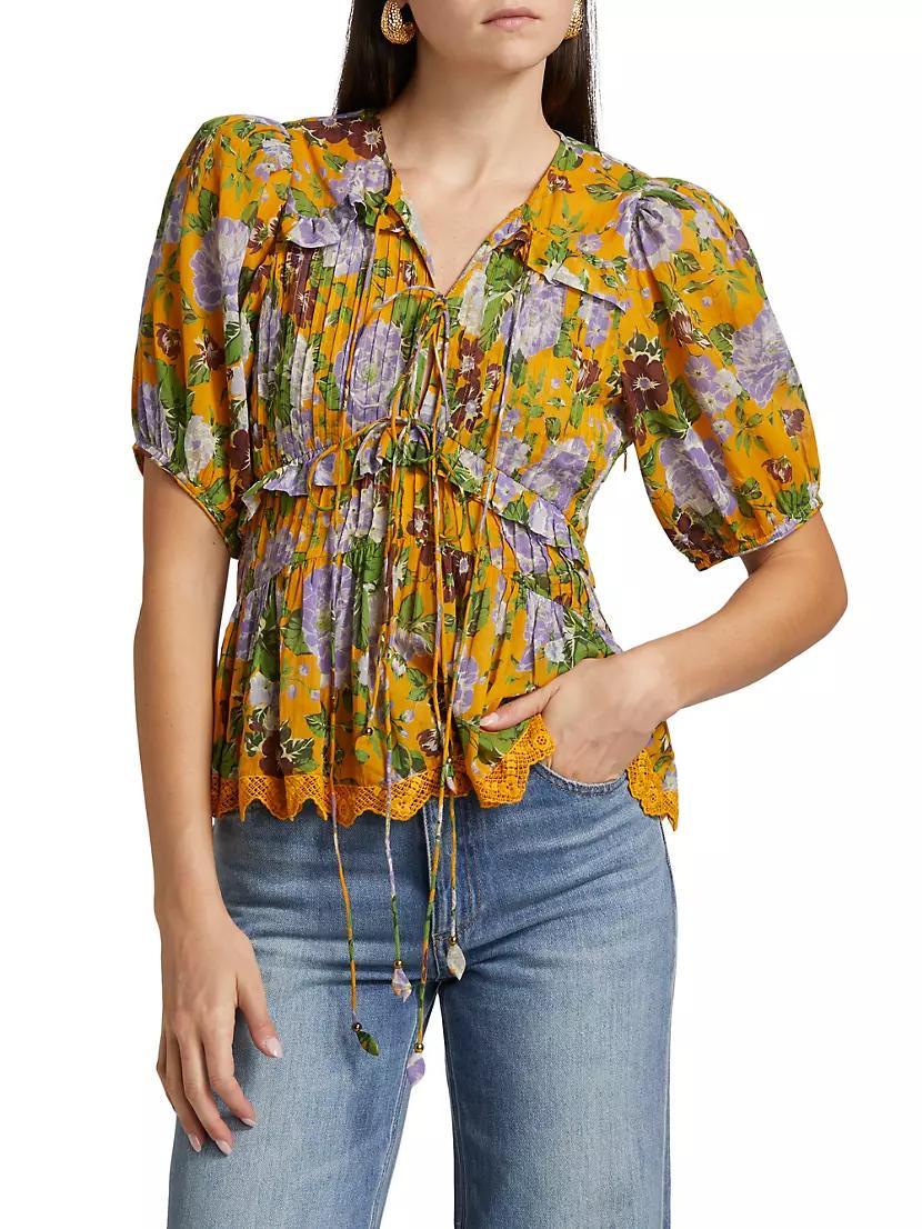 Capri Floral V-Neck Blouse Product Image