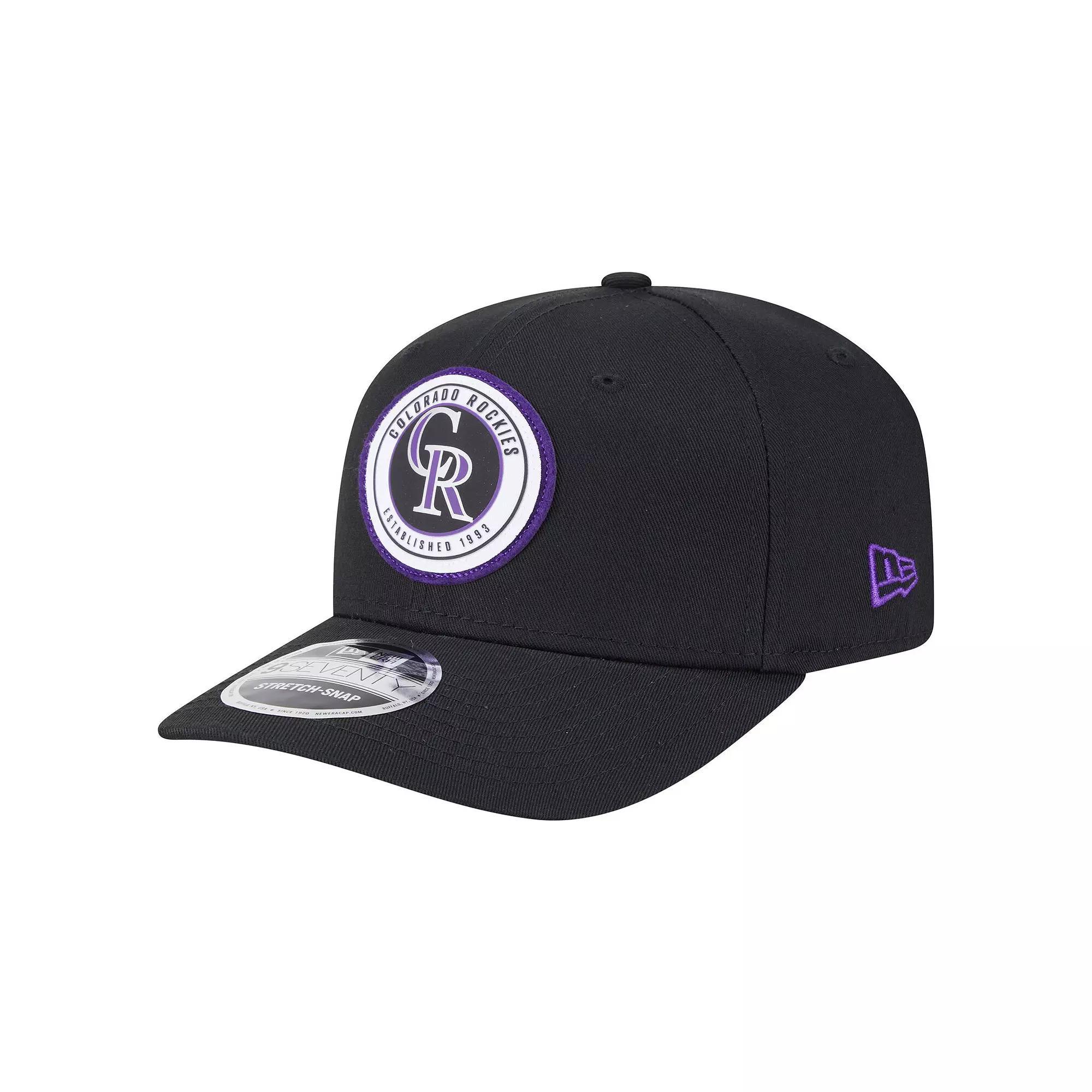 Men's New Era Black Colorado Rockies Circle Patch 9SEVENTY Stretch-Snap Hat Product Image