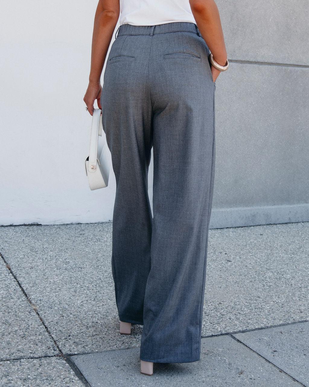 On Your Way Grey Pleated Trousers - FINAL SALE Product Image