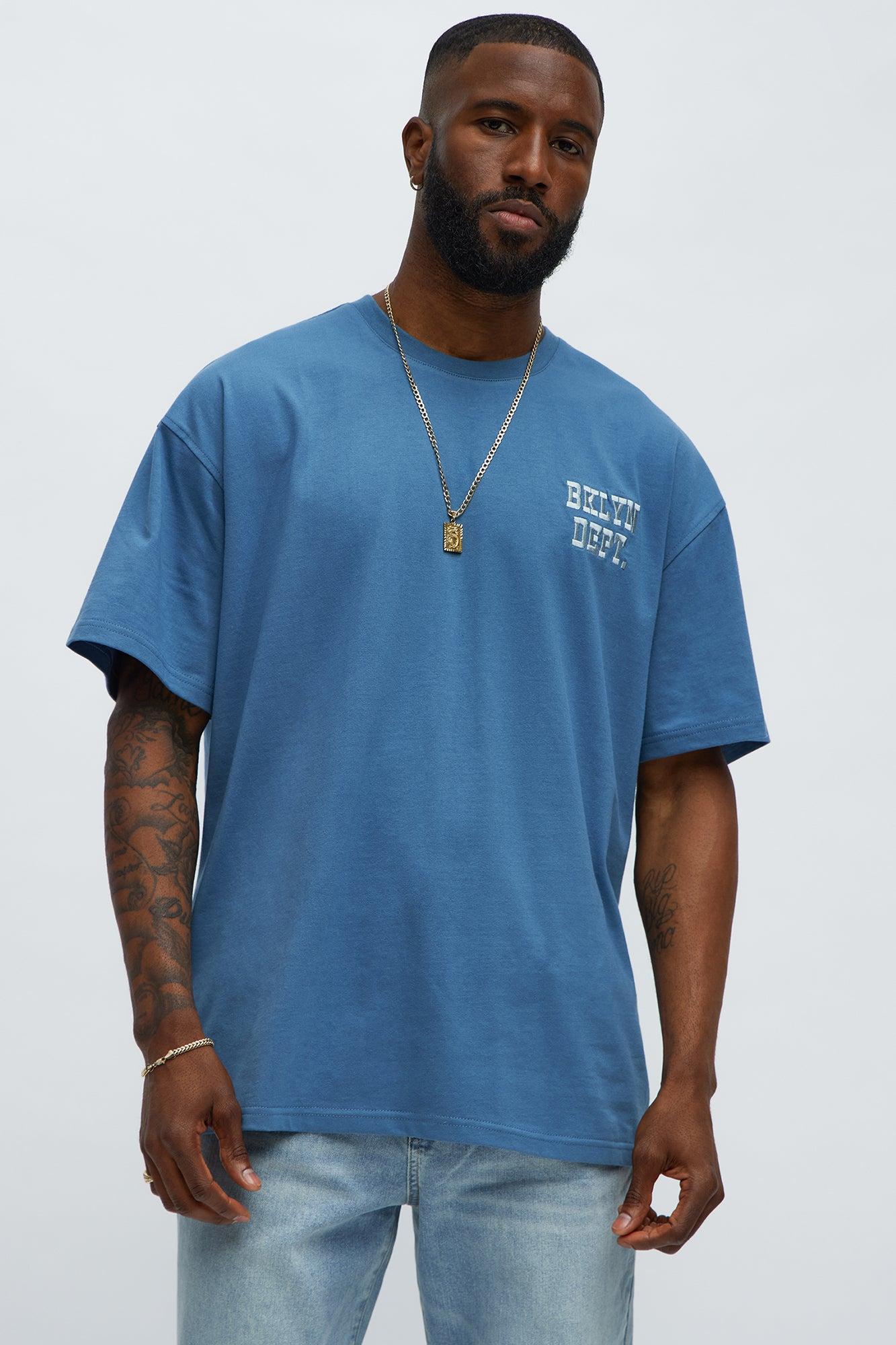 Short Sleeve Blessed Puff Print Tee - Blue Male Product Image