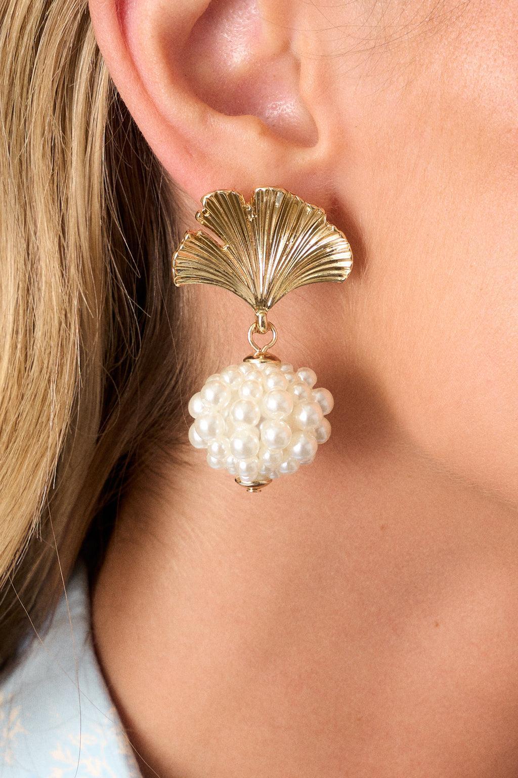 Thank Heavens Gold & Ivory Pearl Drop Earrings Product Image