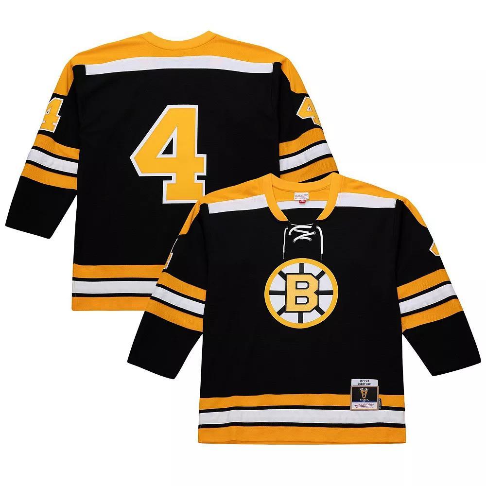 Men's Mitchell & Ness Bobby Orr Black Boston Bruins Big & Tall 1971/72 Blue Line 2.0 Jersey, Size: 4XLT Product Image