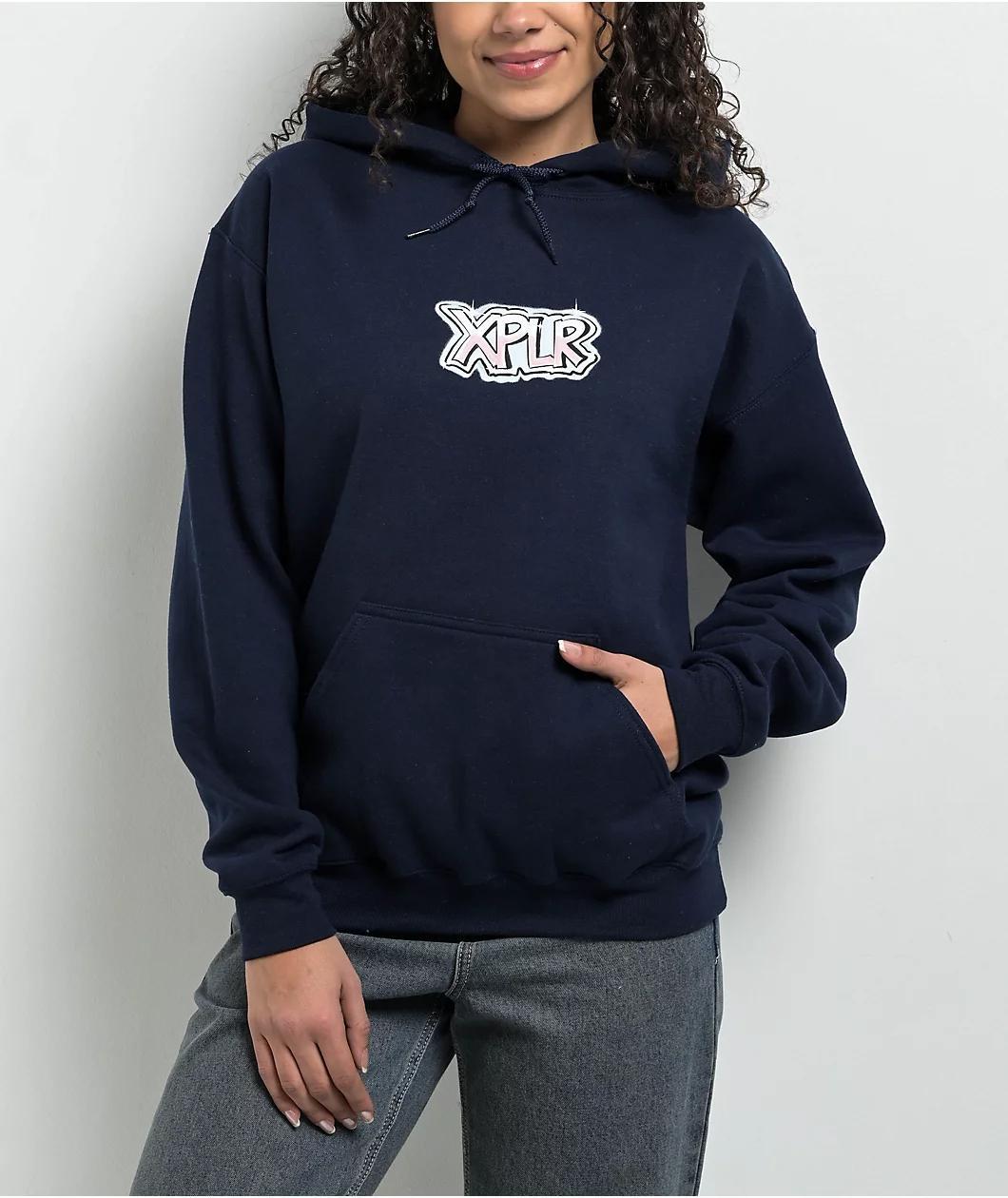 XPLR Ghost Graffiti Navy Hoodie Product Image