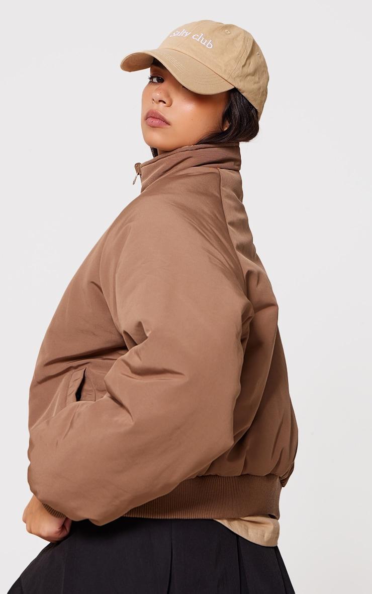  Taupe & Sand Reversible Bomber Puffer Jacket Product Image