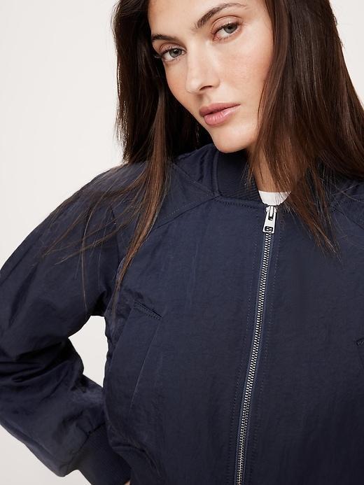 Water-Resistant Cropped Bomber Jacket Product Image