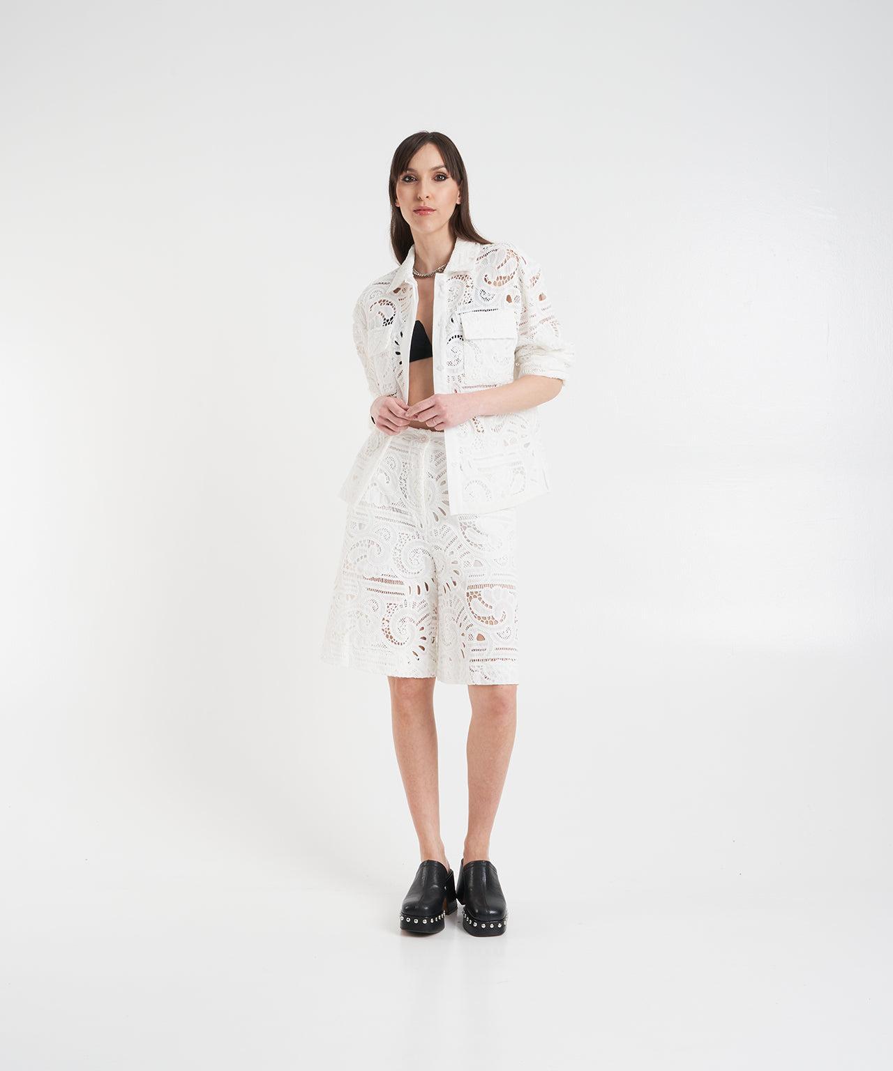 Bermuda with perforated embroidery Product Image