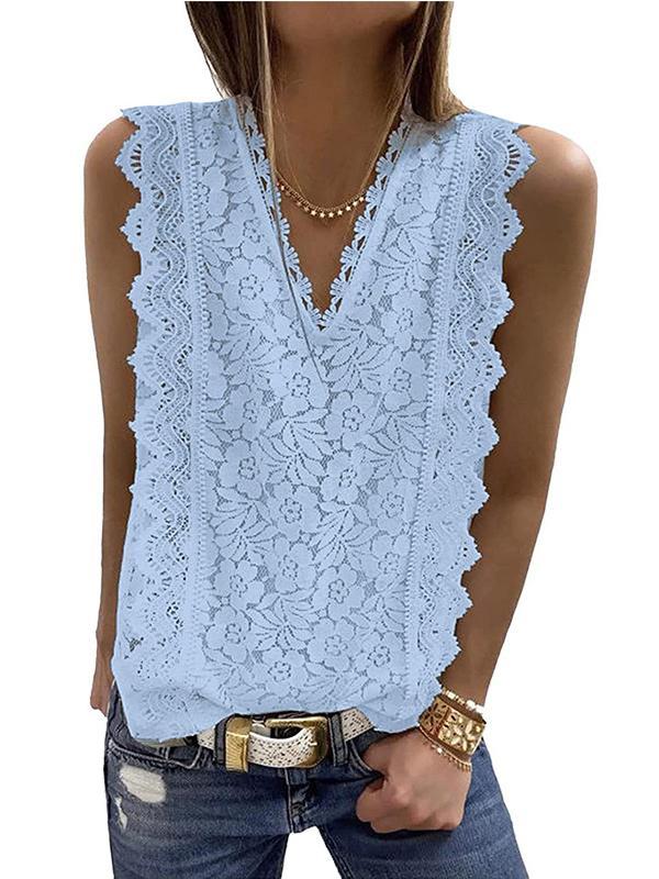 Original Lace Solid Color Loose Vest Top Product Image