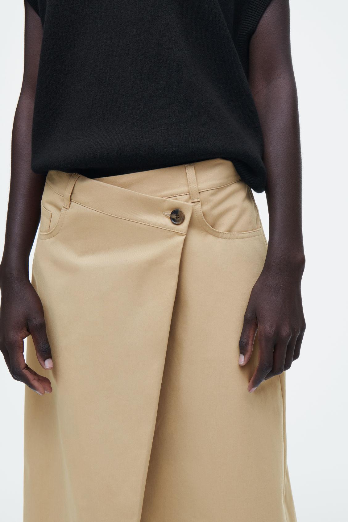 ASYMMETRIC COTTON MIDI SKIRT Product Image