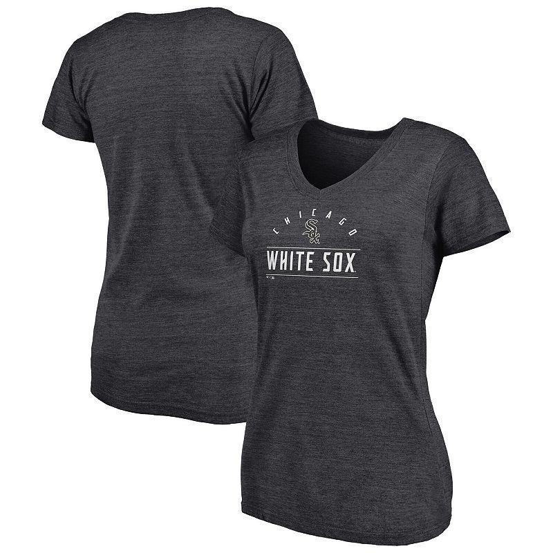 Women's Fanatics Branded Heather Charcoal Chicago White Sox League Leader V-Neck T-Shirt,  Product Image