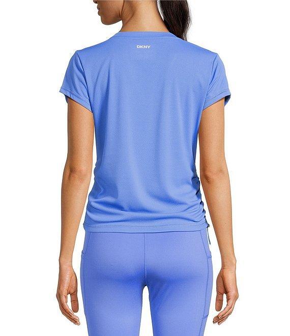 DKNY Sport by Donna Karan V Neck Short Sleeve Tech Ruched Side Seam Tee Product Image