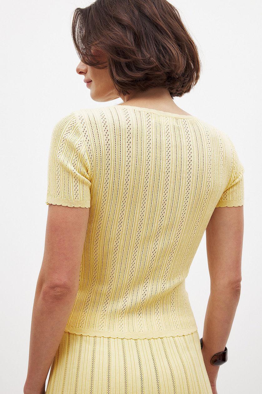 Knitted Pointelle Short Sleeve Top Product Image