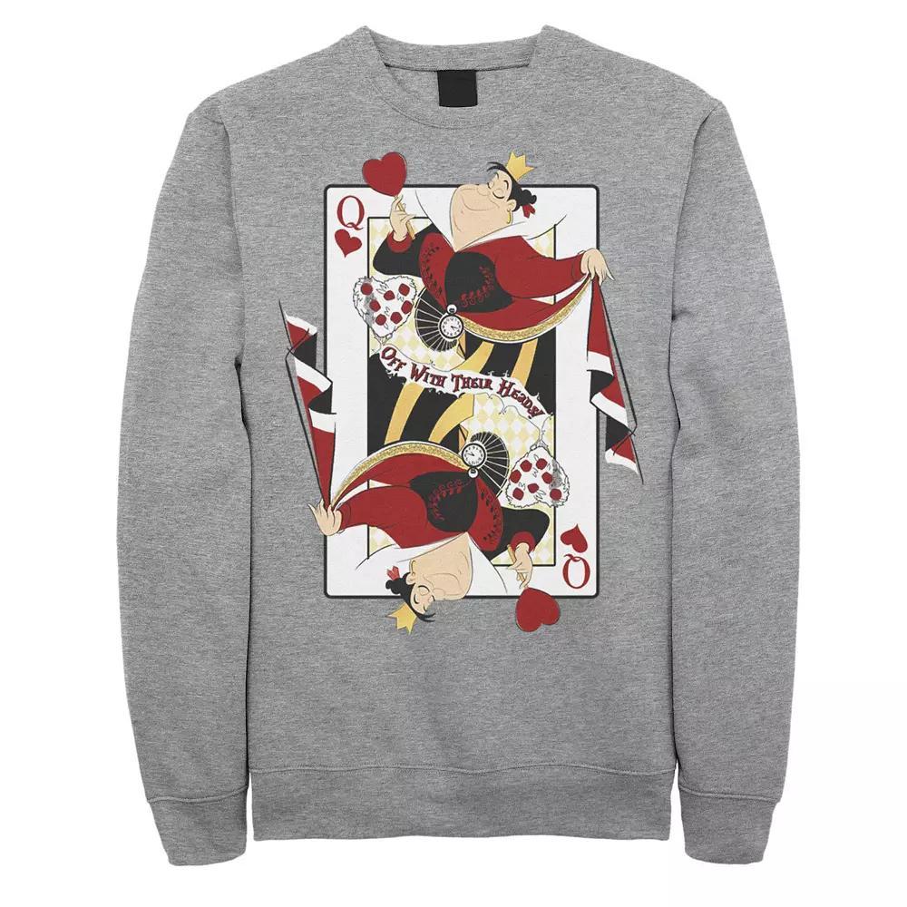 Disney's Alice In Wonderland Men's Queen Of Hearts Playing Card Sweatshirt, Size: XL, Athletic Grey Product Image