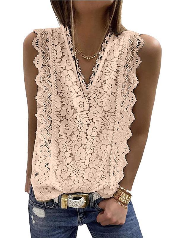 Original Lace Solid Color Loose Vest Top Product Image