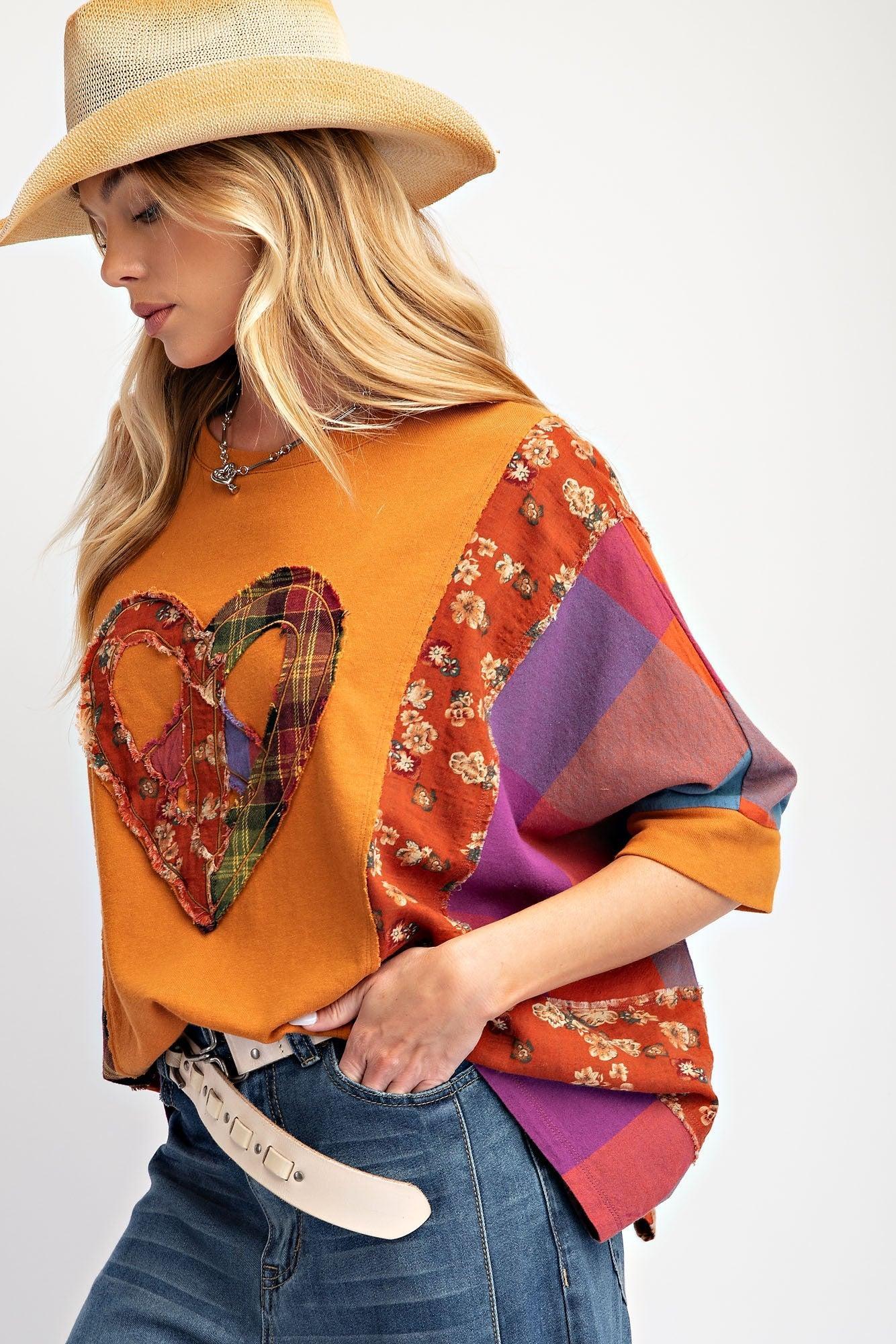 HEART PATCH TERRY KNIT TOP Product Image