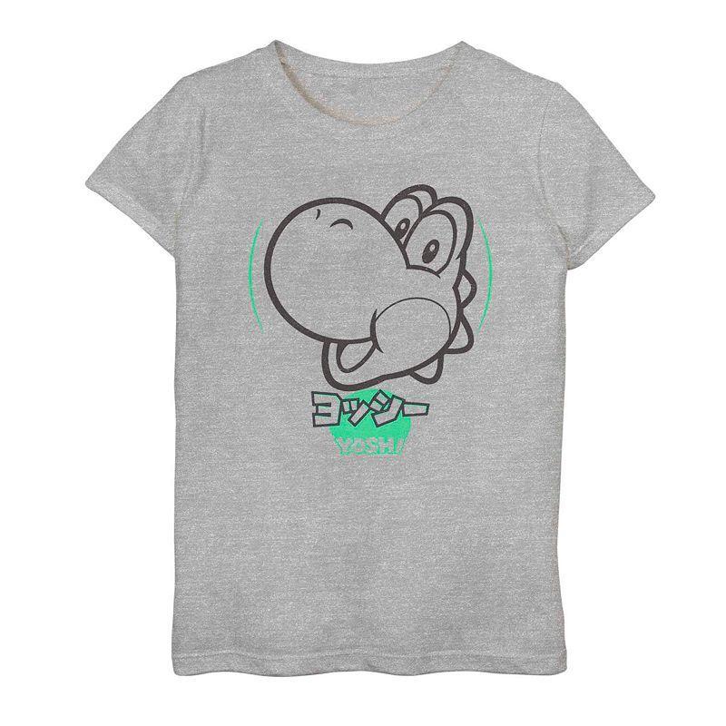 Girls 7-16 Nintendo Yoshi Kanji Logo Tee, Girl's, Size: Large, Athletic Grey Product Image