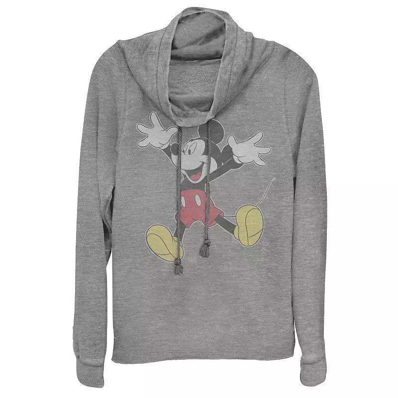 Disney's Mickey Mouse Juniors' Jumping for Joy Cowlneck Graphic Lightweight Long Sleeve, Girl's, Size: XS, Gray Grey Product Image