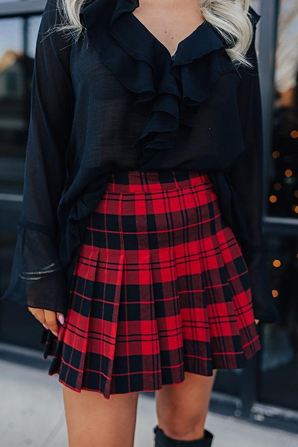 Holiday Fun Plaid Skirt In Red Product Image