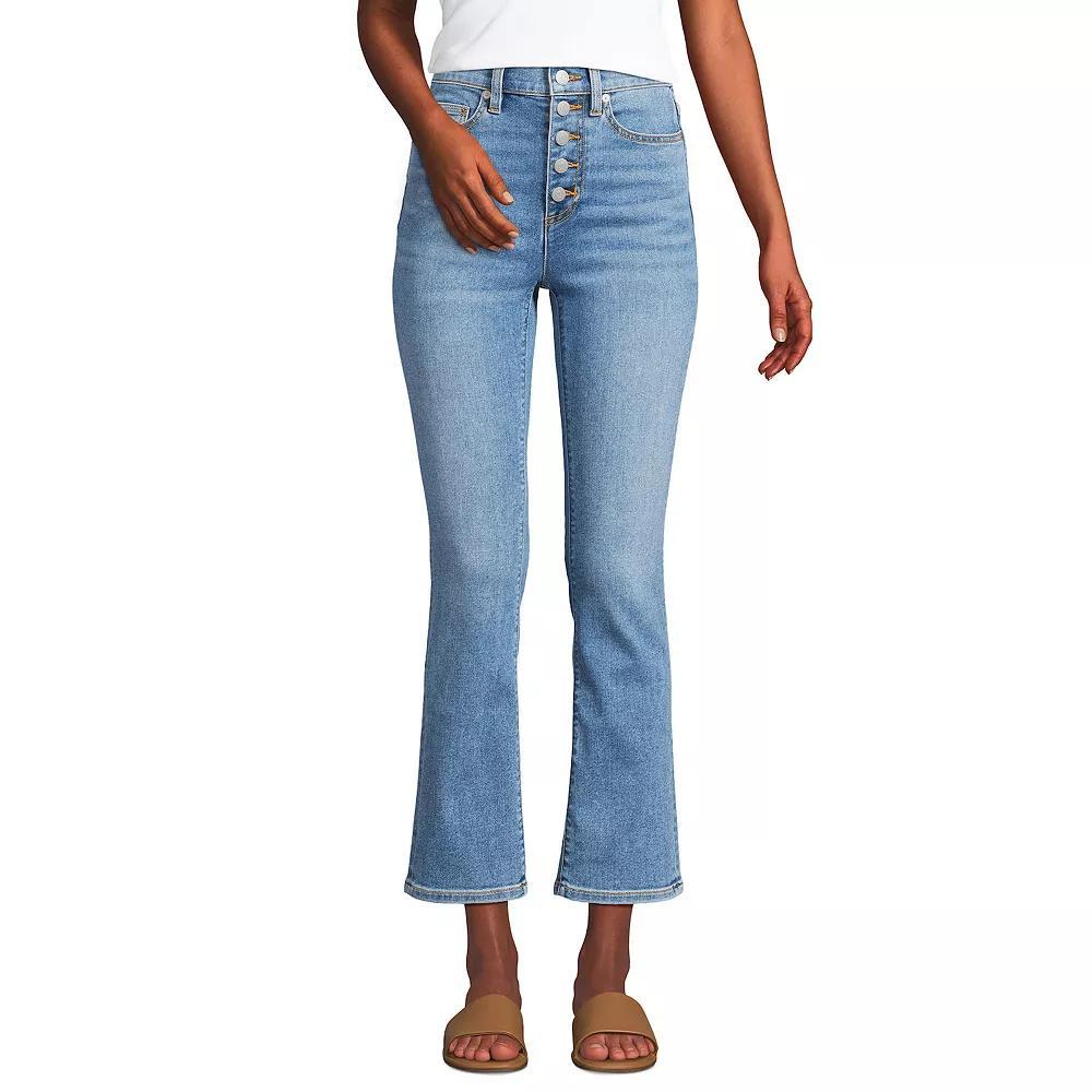 Women's Lands' End Recover High Rise Button Front Kick Flare Crop Jeans,  Product Image