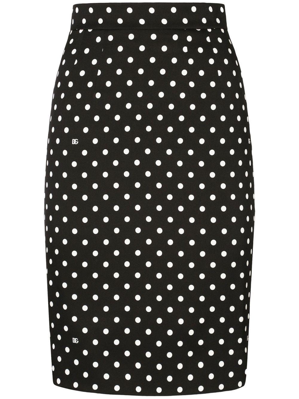 DOLCE & GABBANA Polka-dot Print Pencil Skirt In Black Product Image