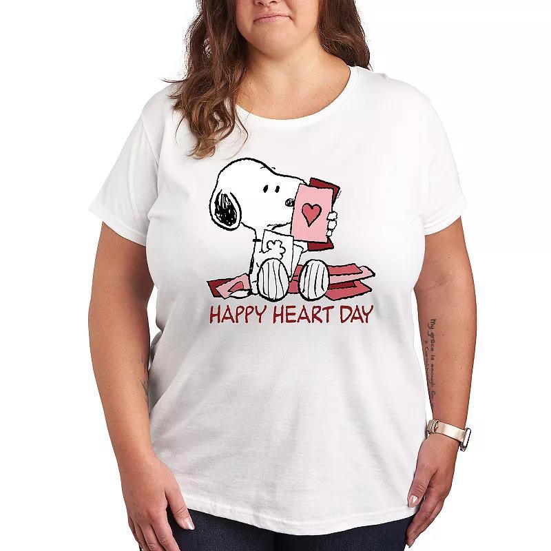 Plus Peanuts Snoopy Happy Heart Day Graphic Tee, Women's, Size: 1XL, White Product Image