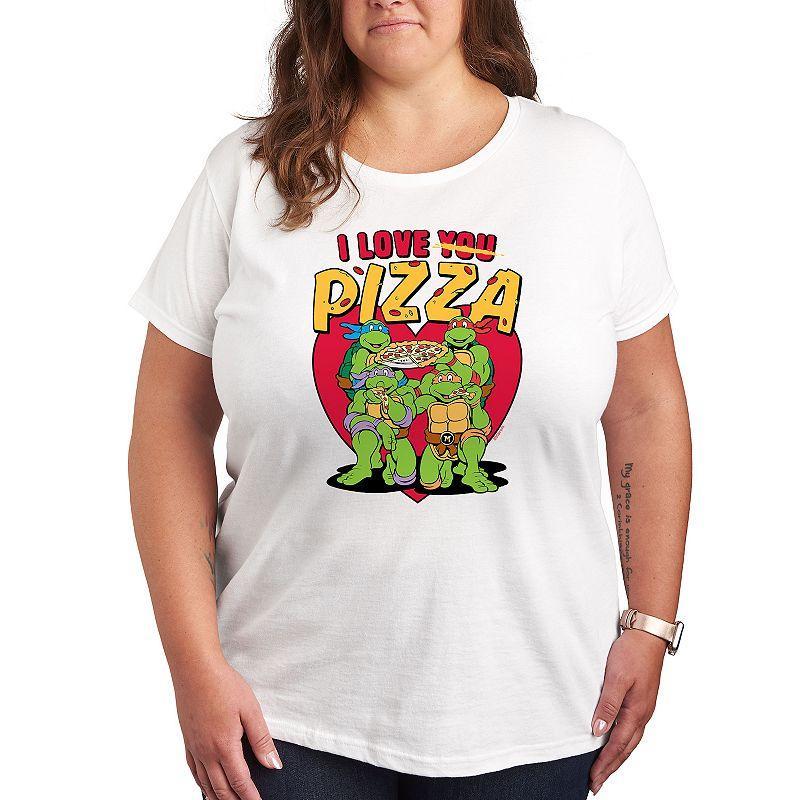 Plus Size Teenage Mutant Ninja Turtles I Love You Pizza Graphic Tee, Women's, Size: 3XL, White Product Image