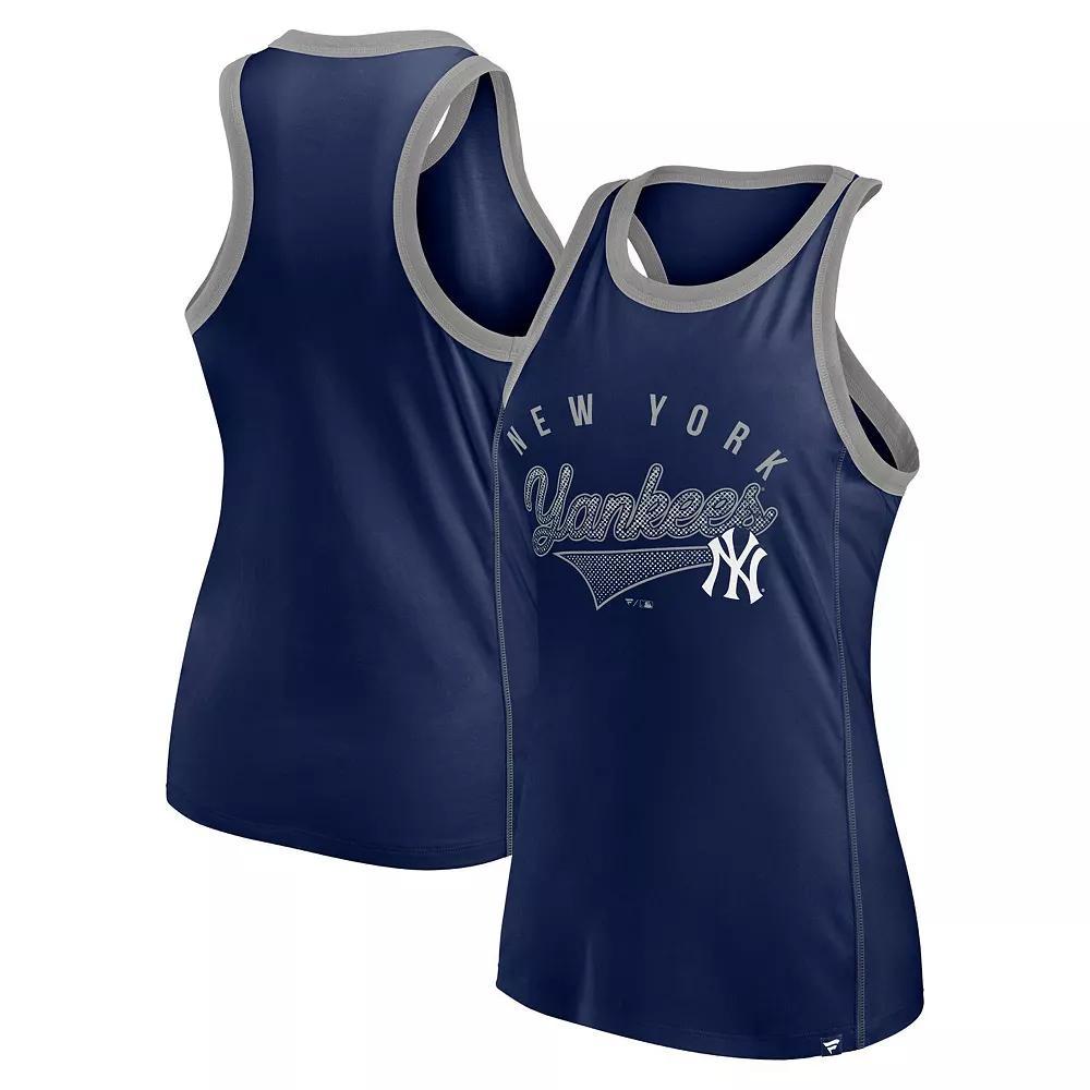 Women's Fanatics Branded Navy New York Yankees Tailsweep Fashion Racerback Rhinestone Tank Top,  Product Image