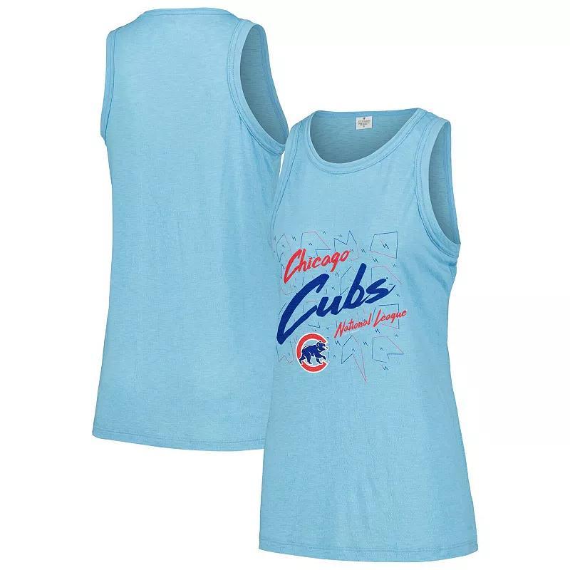 Womens Soft as a Grape Blue Chicago Cubs Gauze High Neck Tank Top Product Image