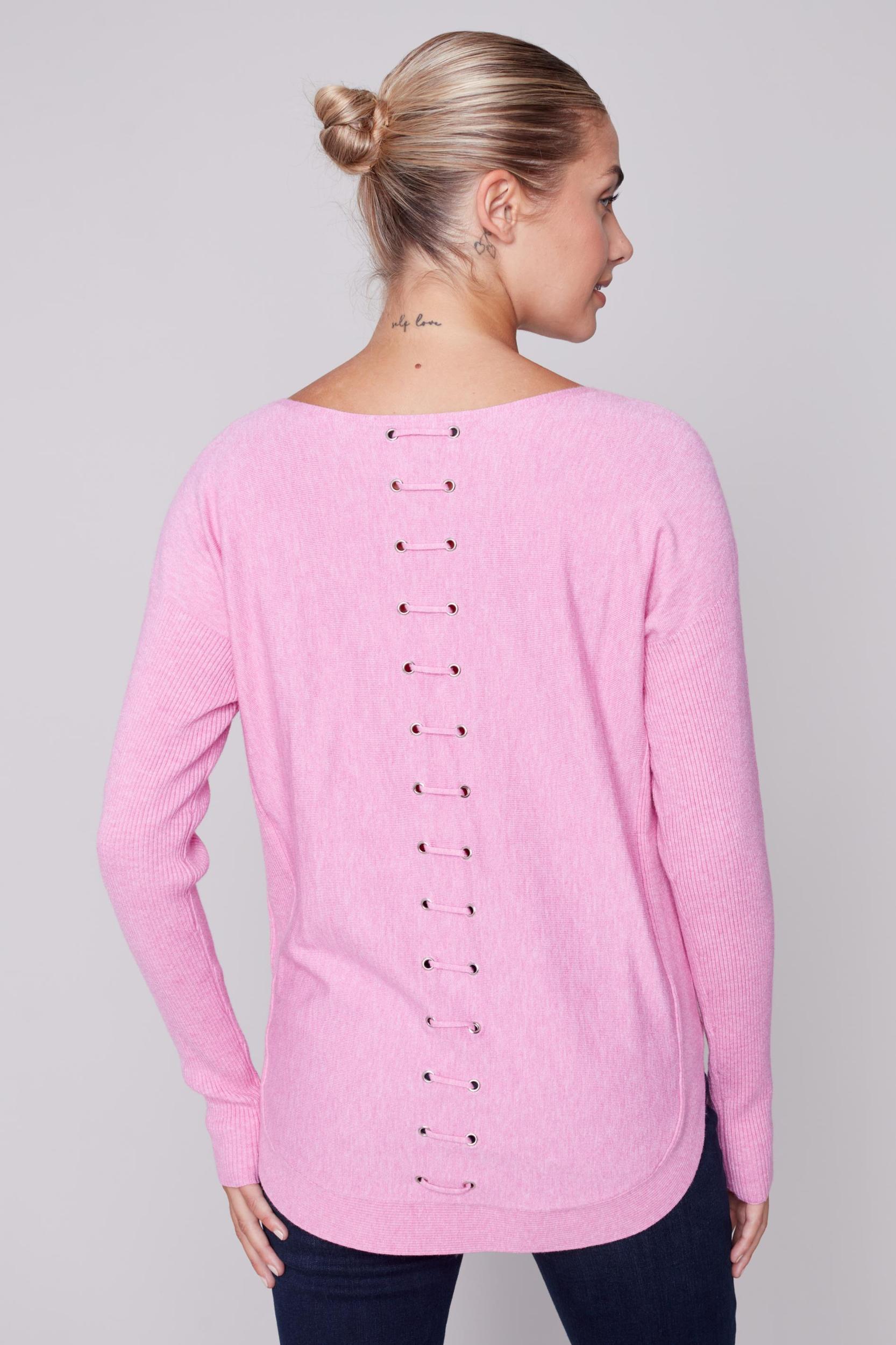 Long Sleeve Sweater with Back Eyelet Detail Product Image
