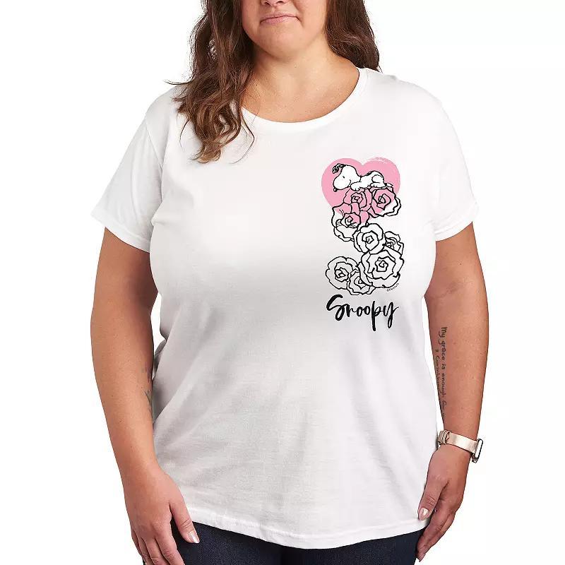 Plus Peanuts Snoopy Roses Graphic Tee, Women's, Size: 1XL, White Product Image