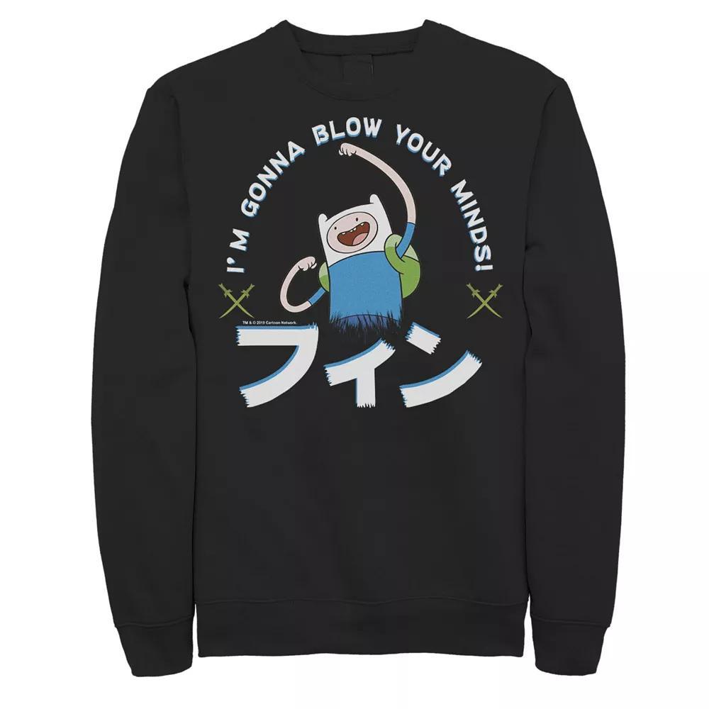 Men's Adventure Time Finn I'm Gonna Blow Your Minds Kanji Portrait Sweatshirt,  Product Image