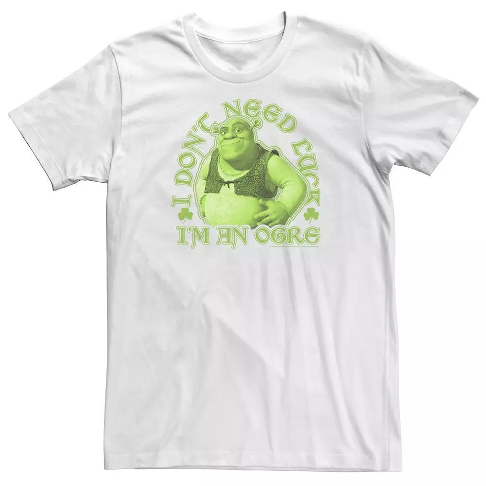 Big & Tall Shrek Saint Patrick's Day "I Don't Need Luck I'm An Ogre" Tee, Men's, Size: Large Tall, White Product Image