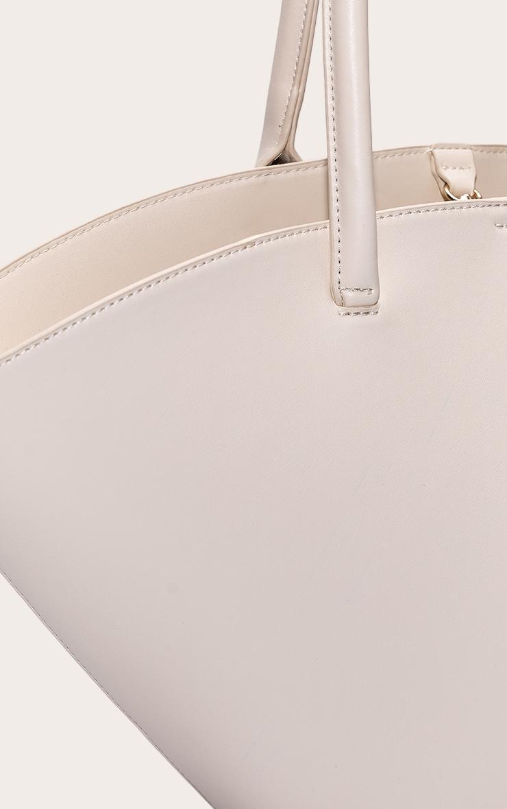 Cream PU Bucket Tote Bag Product Image