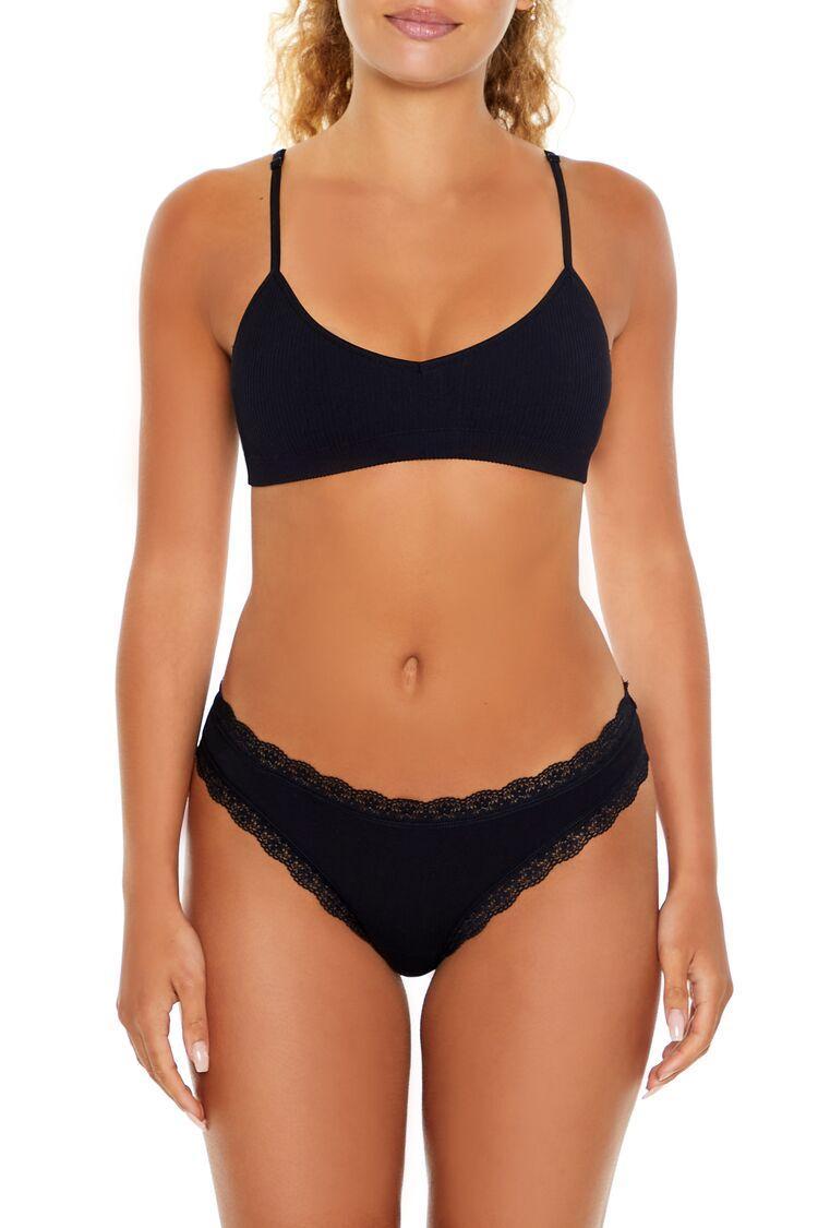 Seamless Lace-Trim Thong Panties | Forever 21 Product Image