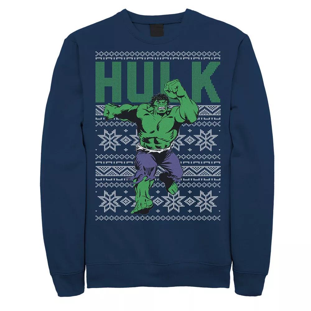 Men's Marvel Hulk Retro Ugly Christmas Graphic Fleece Pullover,  Product Image