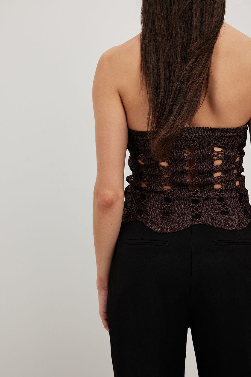 Hole Knitted Halterneck Top Product Image