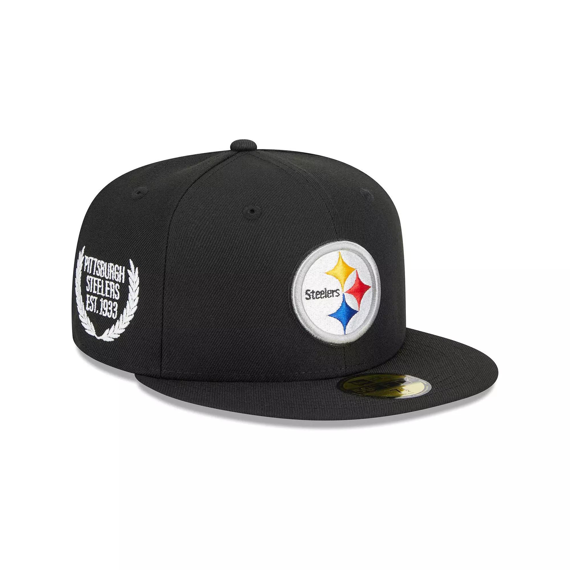 Men's New Era Black Pittsburgh Steelers Camo Undervisor 59FIFTY Fitted Hat, Size: 7 Product Image