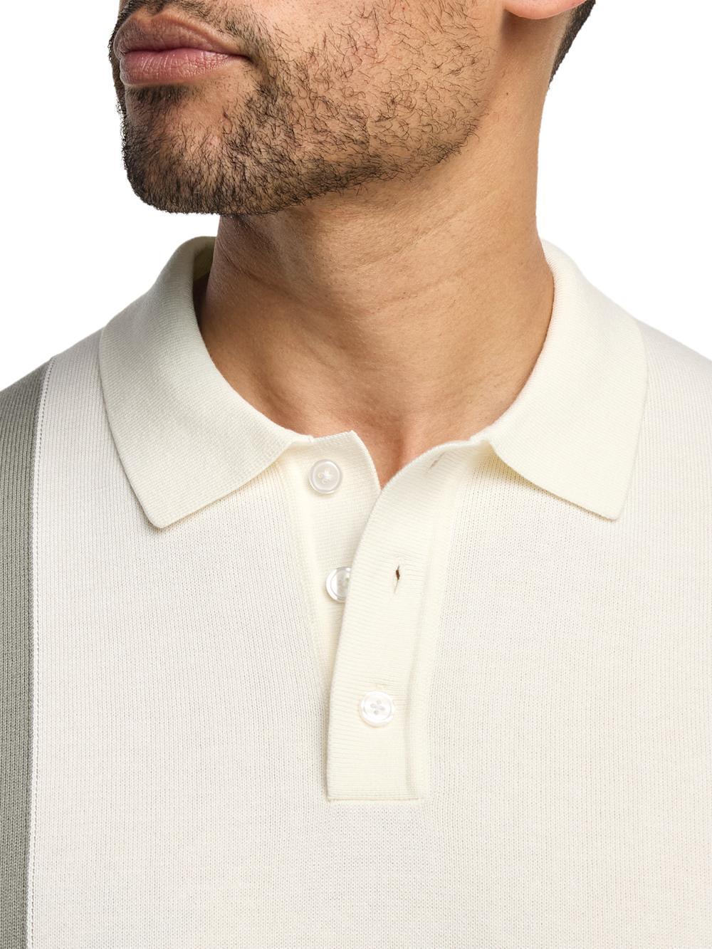 Cotton Three Button Polo - Black/white Product Image