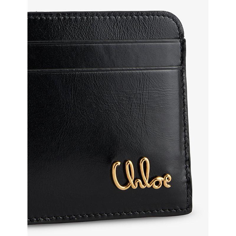 CHLOÉ Womens Iconic Leather Card Holder Black Product Image