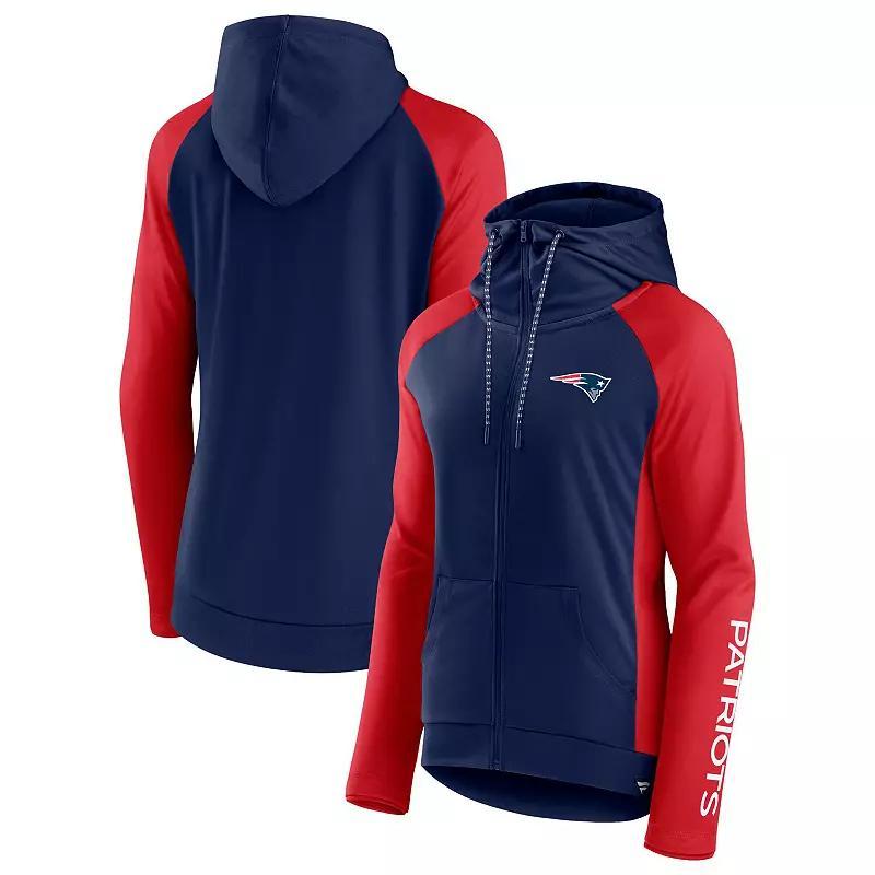 Women's Fanatics Branded Navy/Red New England Patriots End Around Lightweight Raglan Full-Zip Hoodie Jacket, Size: Large, Blue Product Image