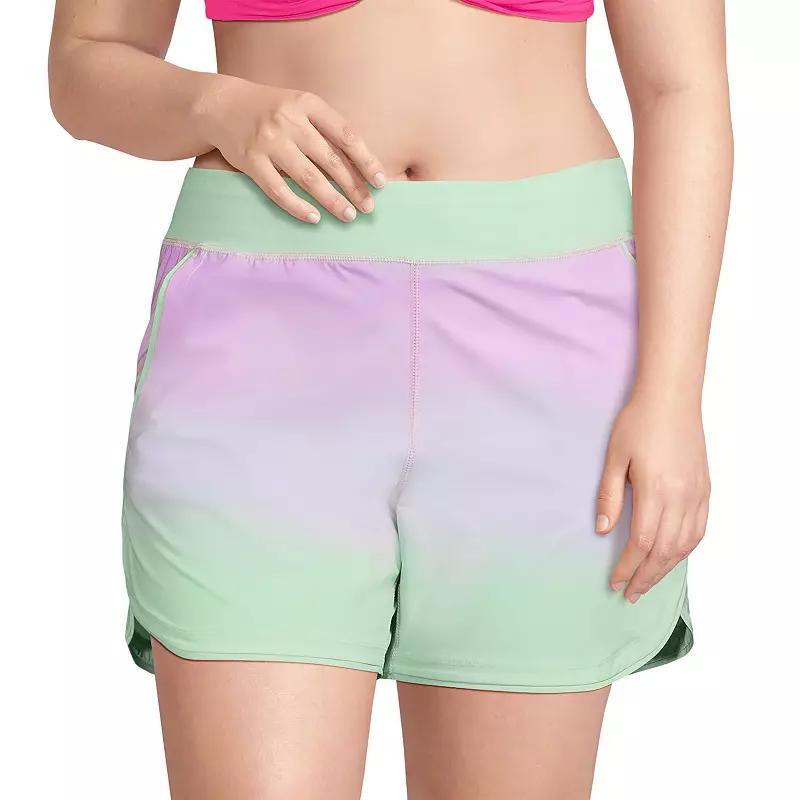 Plus Size Lands' End 5" Quick Dry Swim Shorts With Panty, Women's, Size: 22 W, Purple Mint Ombre Product Image