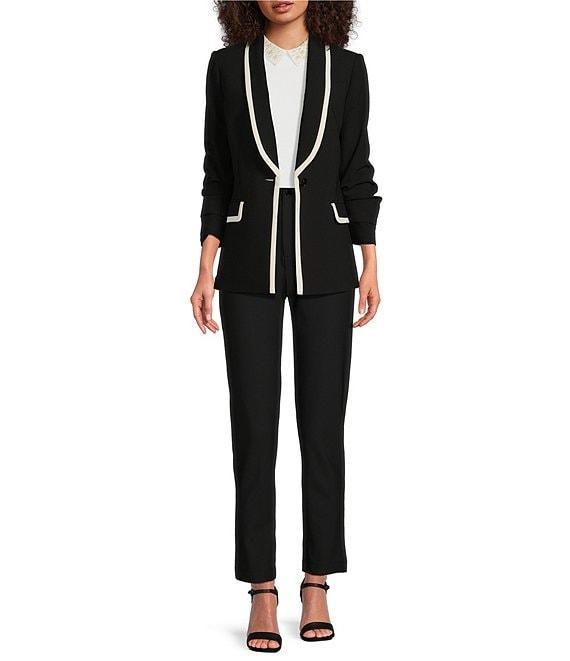KARL LAGERFELD PARIS Stretch Contrast Trim Long Sleeve Jacket Product Image