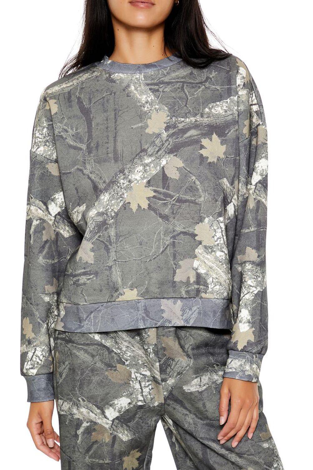 Fleece Leaf Print Pullover | Forever 21 Product Image