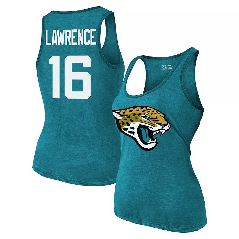 Womens Majestic Threads Trevor Lawrence Teal Jacksonville Jaguars Name & Number Tri-Blend Tank Top Product Image