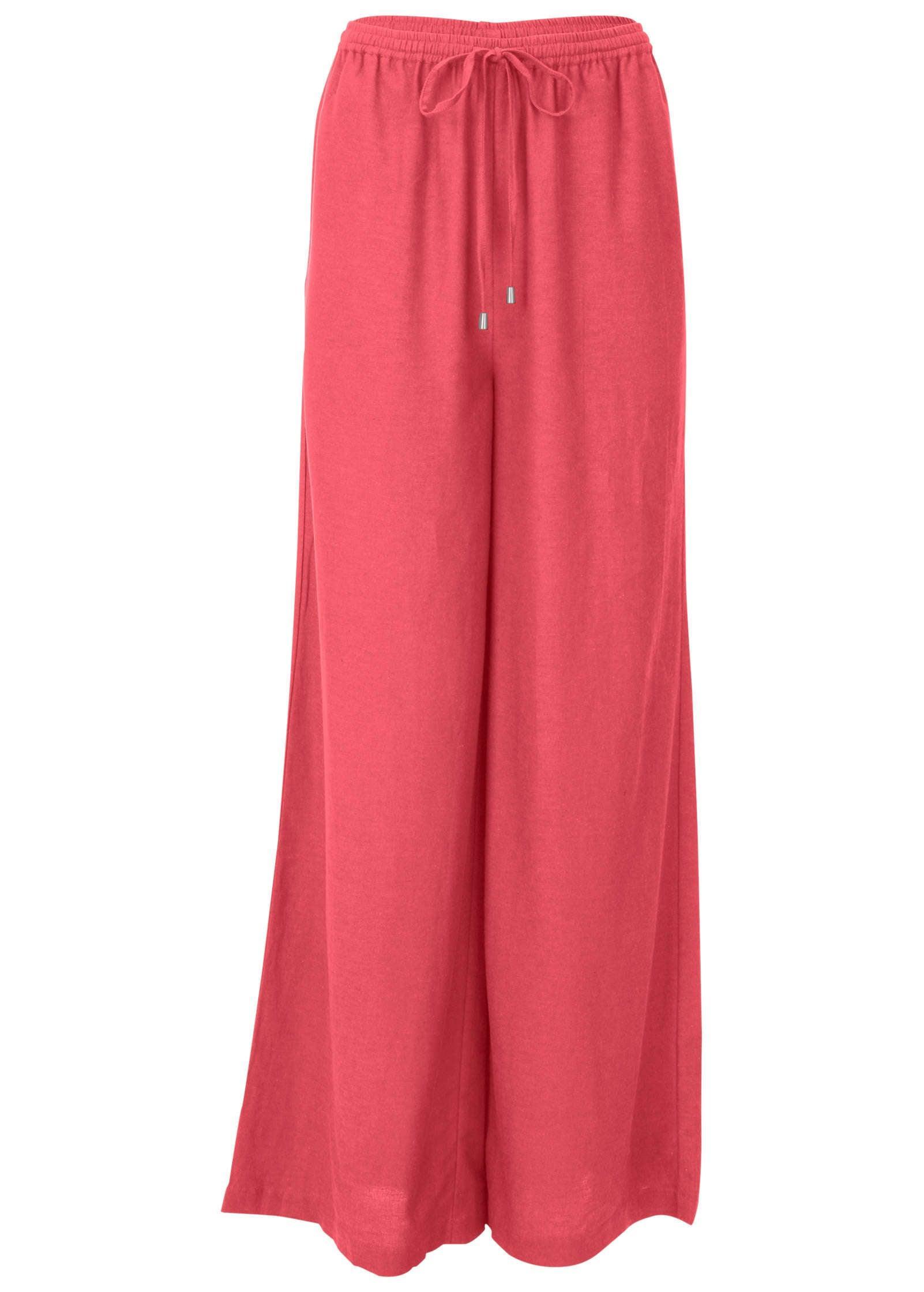 Linen Wide Leg Pant - Coral Product Image