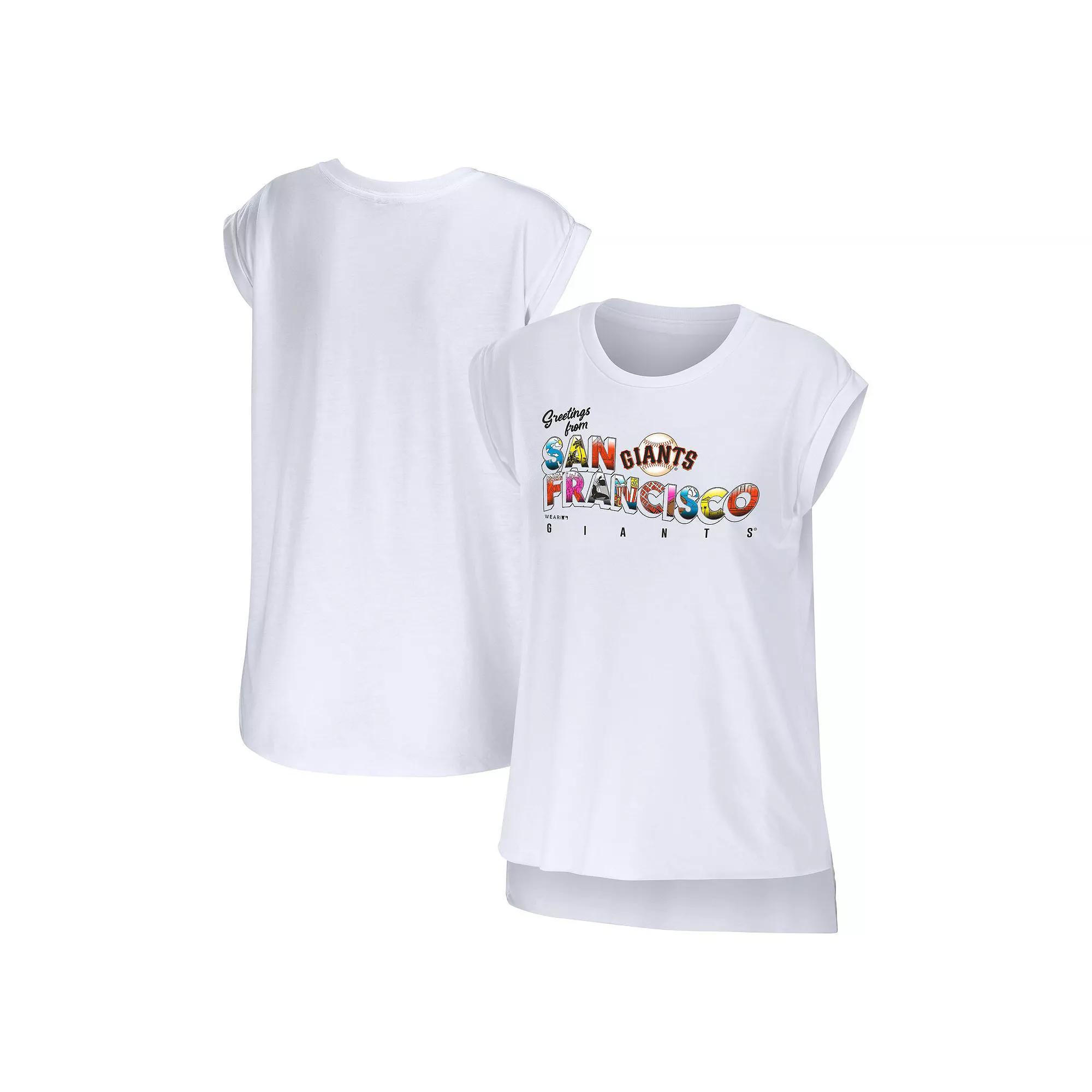 Women's WEAR by Erin Andrews White San Francisco Giants Greetings From T-Shirt,  Product Image