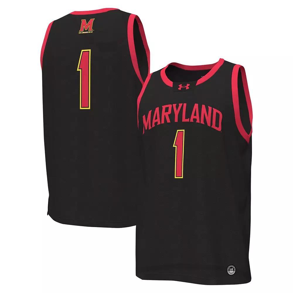 Men's Under Armour #1 Black Maryland Terrapins Replica Basketball Jersey,  Product Image