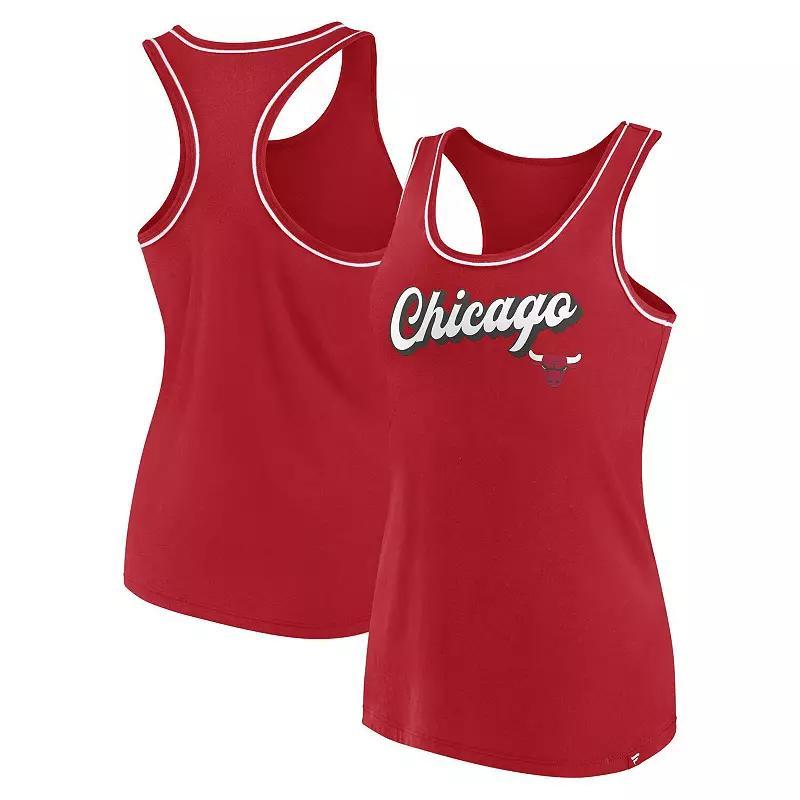 Women's Fanatics Branded Red Chicago Bulls Wordmark Logo Racerback Tank Top, Size: XL Product Image