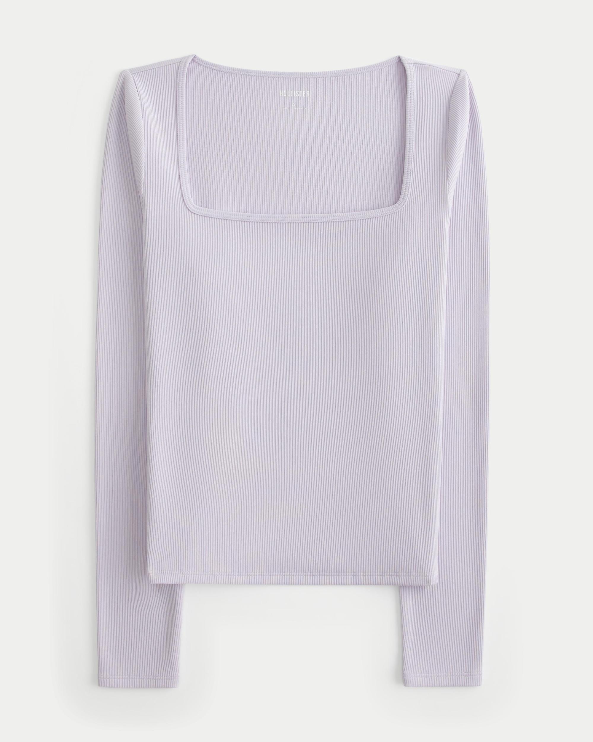 Ribbed Seamless Fabric Square-Neck Top Product Image